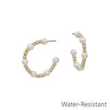 Gold and Pearl 1" 4MM and 2MM Beaded