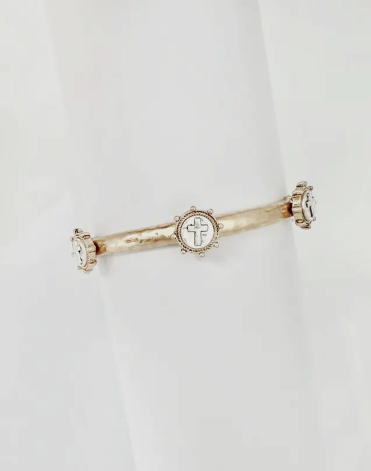 WORN SILVER/ GOLD CROSS BRACELET