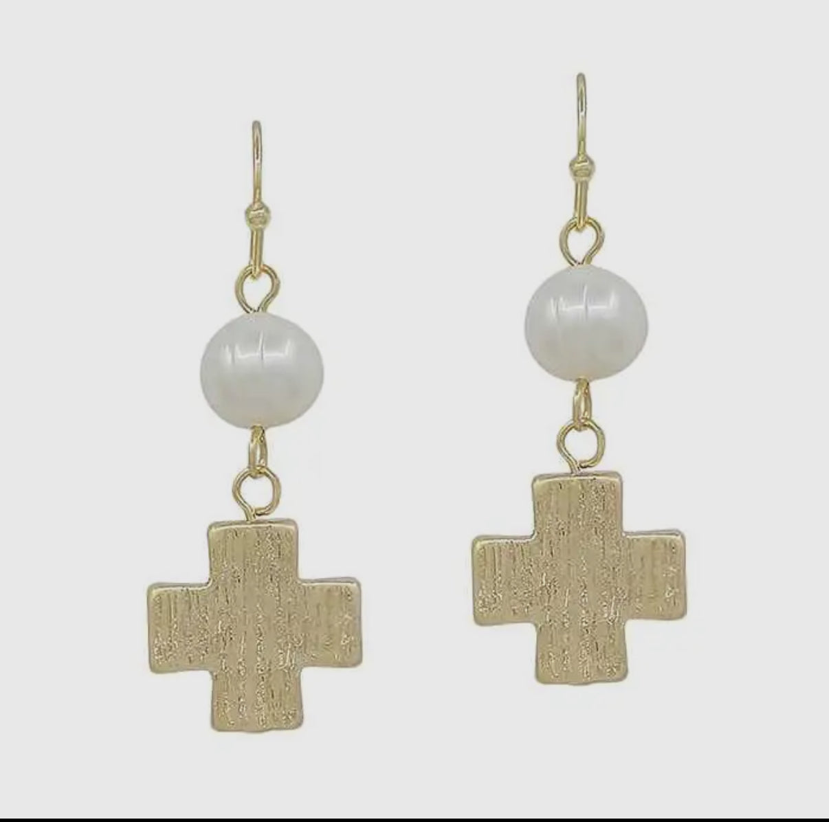 PEARL CROSS DROP EARRING