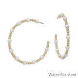 Gold and Pearl 2" 4MM and 2MM Beaded Hoop
