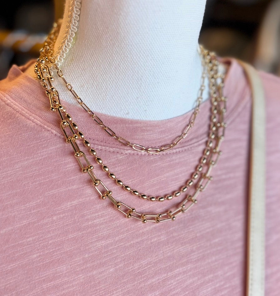 TRIPLE BEADED LAYER WATERPROOF NECKLACE