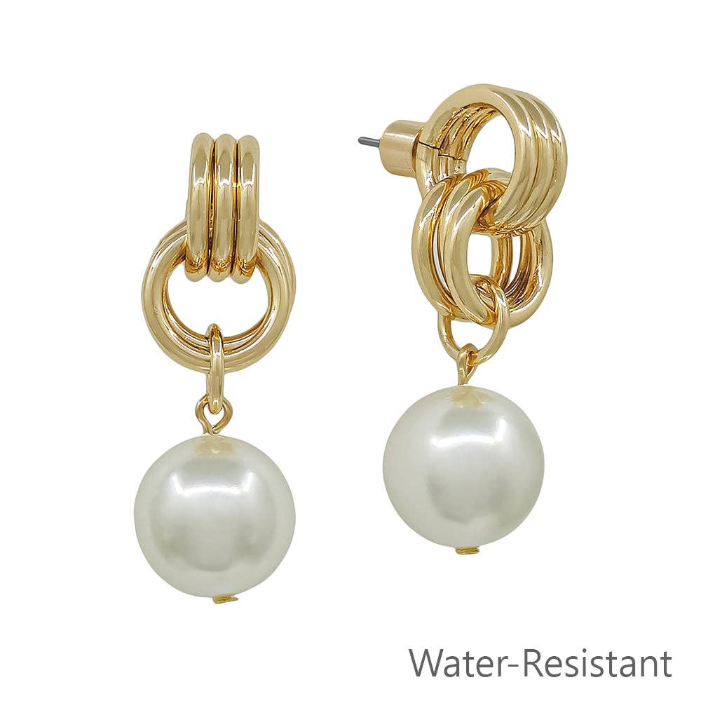 Gold Knot Pearl Earring