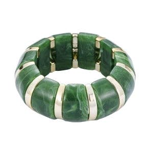 Olive Marble Nugget Stretch Bracelet