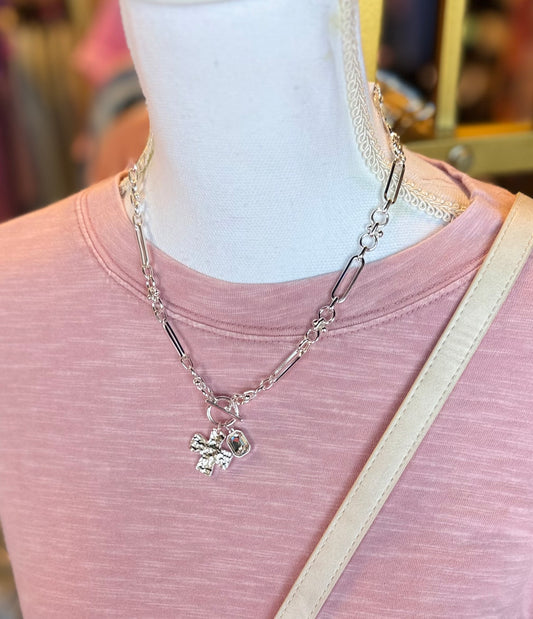 WATER RESISTANT HAMMERED CROSS NECKLACE