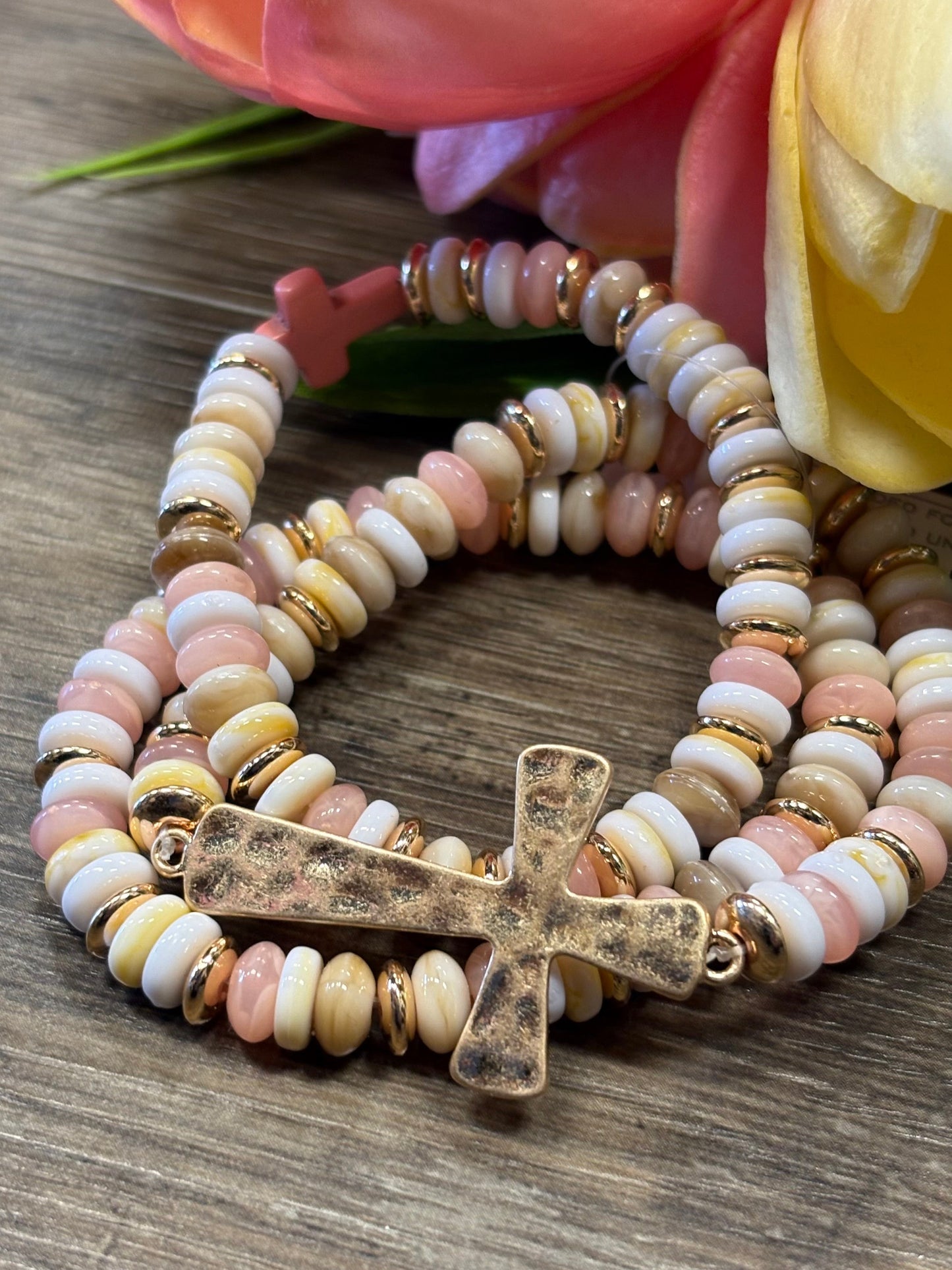 BEADED CROSS BEACELET
