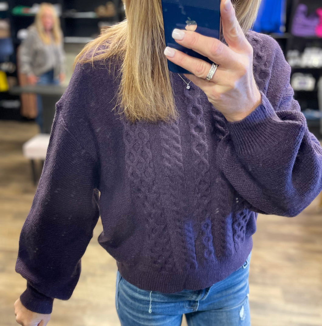 CHENILLE CABLEKNIT SWEATER