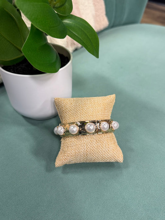 WORN GOLD WITH PEARL ACCENTS