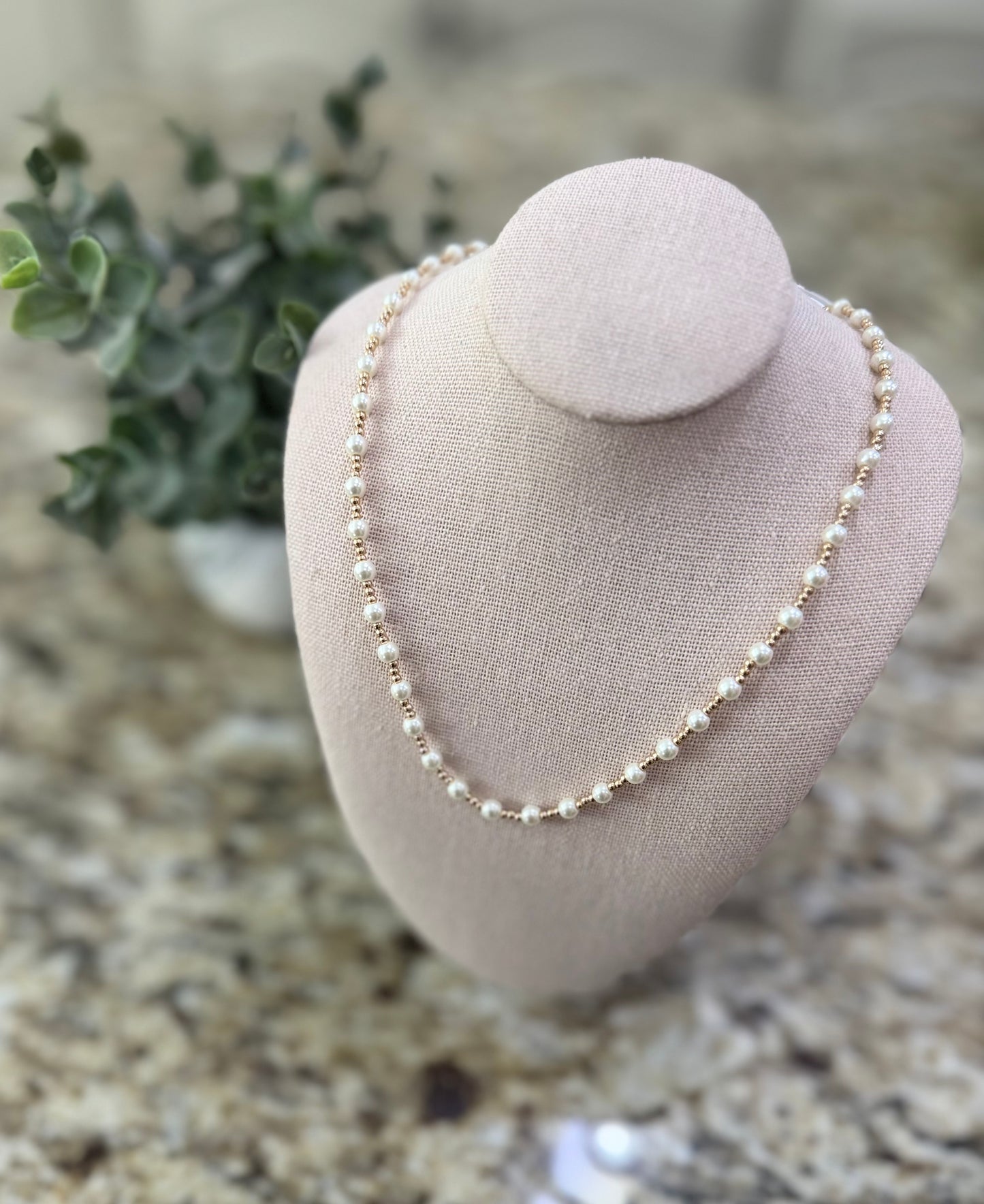 WATER RESISTANT DAINTY PEARL NECKLACE