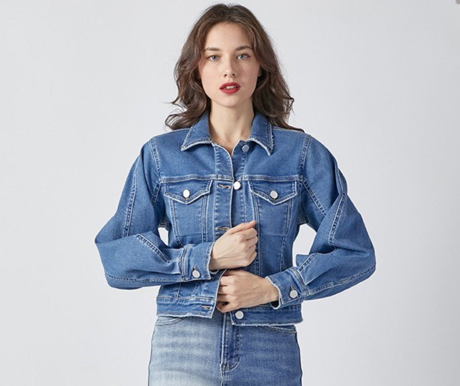 RISEN BALLOON SLEEVE DENIM JACKET