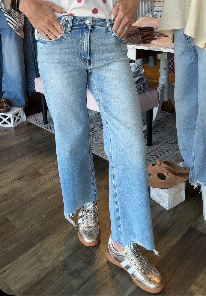 VERVET CROP DISTRESSED HEM