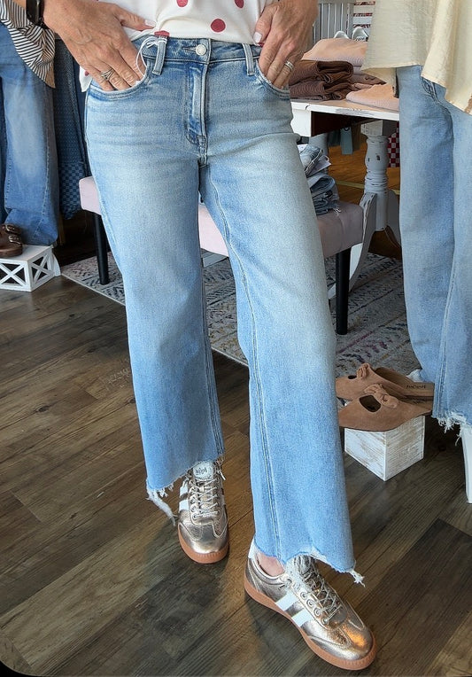 VERVET CROP DISTRESSED HEM