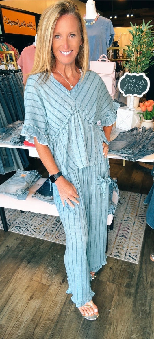 DENIM STRIPE SET