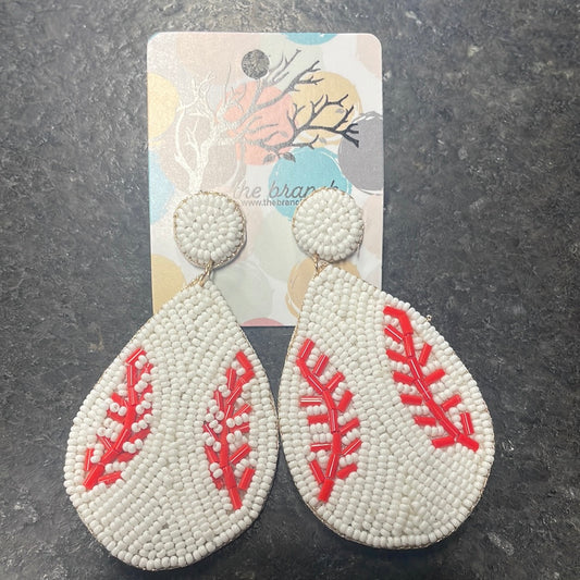 BASEBALL BEADED EARRINGS