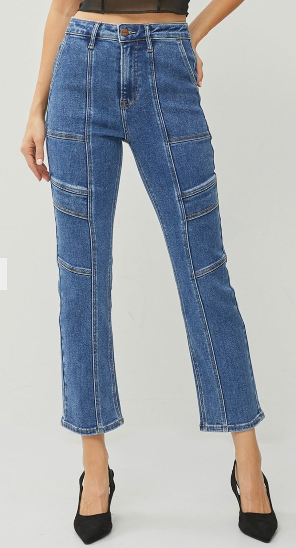 RISEN HIGH RISE ANKLE STRAIGHT JEANS