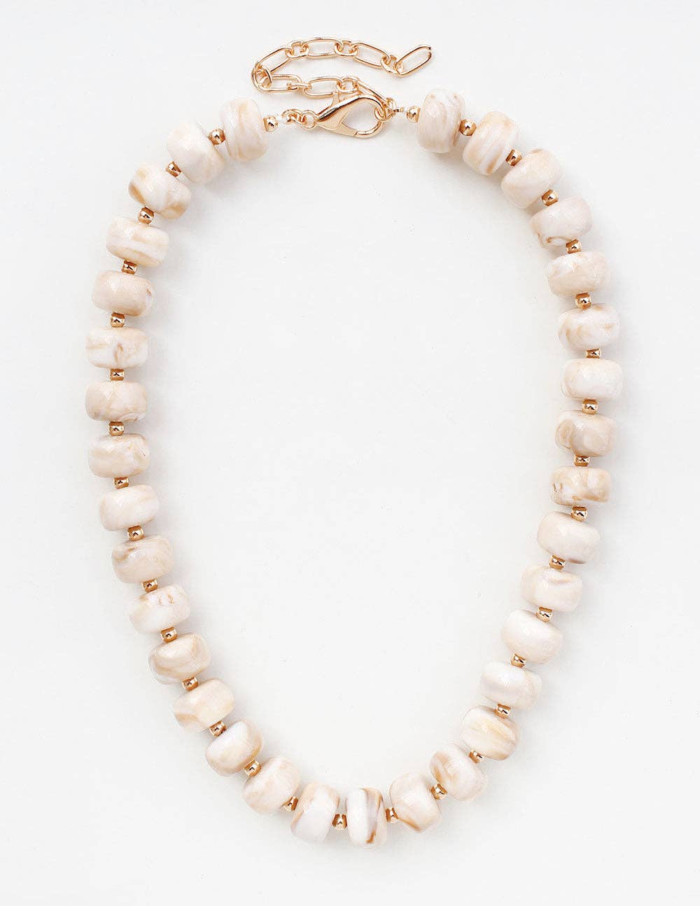 Cream Oval Beaded Chunky Necklace