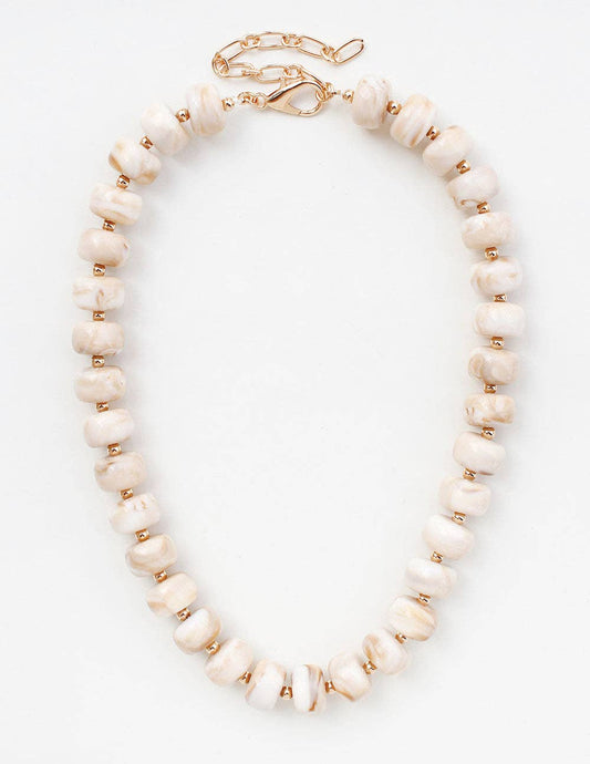 Cream Oval Beaded Chunky Necklace