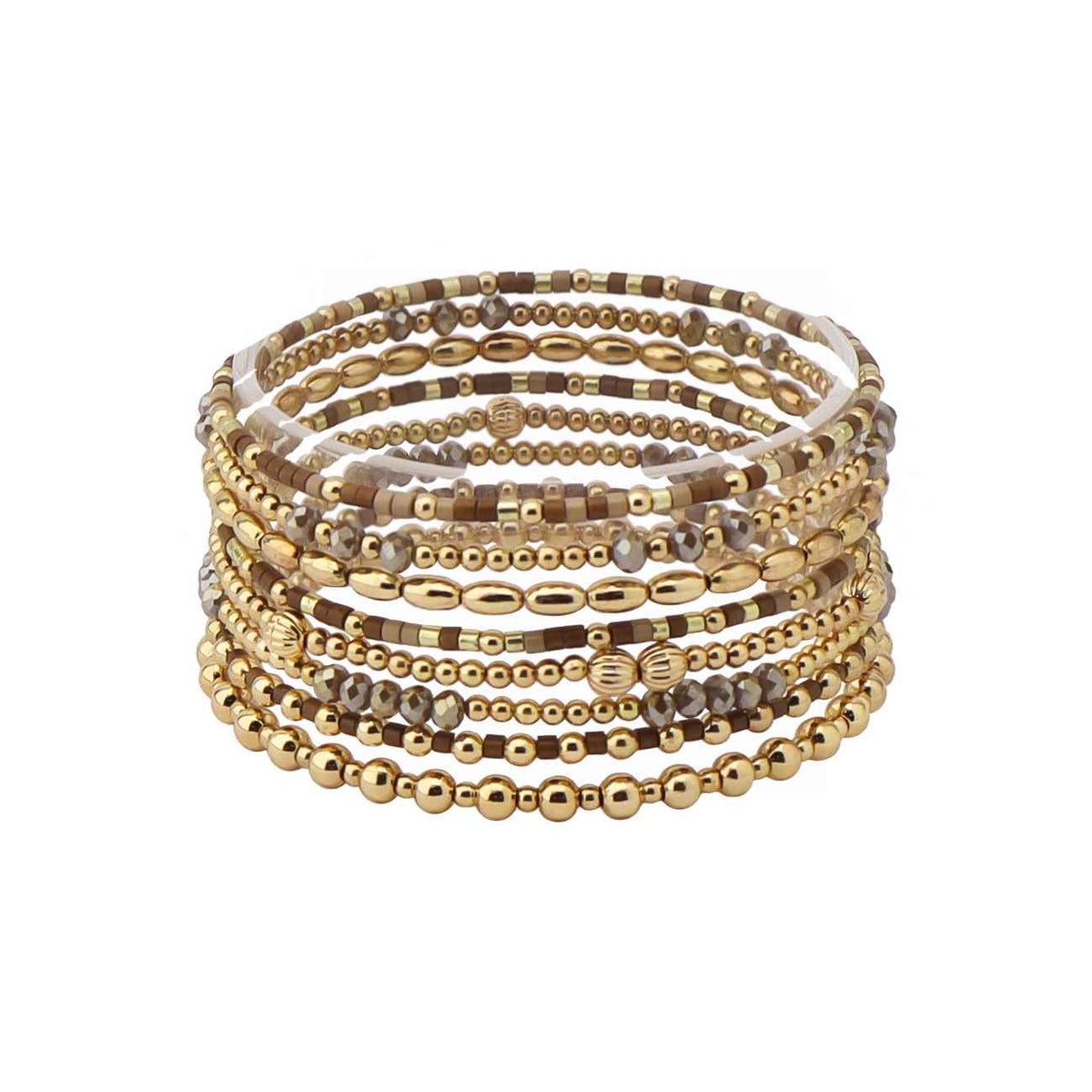 Brown Bead and Gold Set
