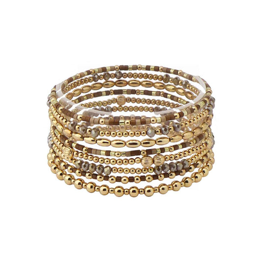 Brown Bead and Gold Set