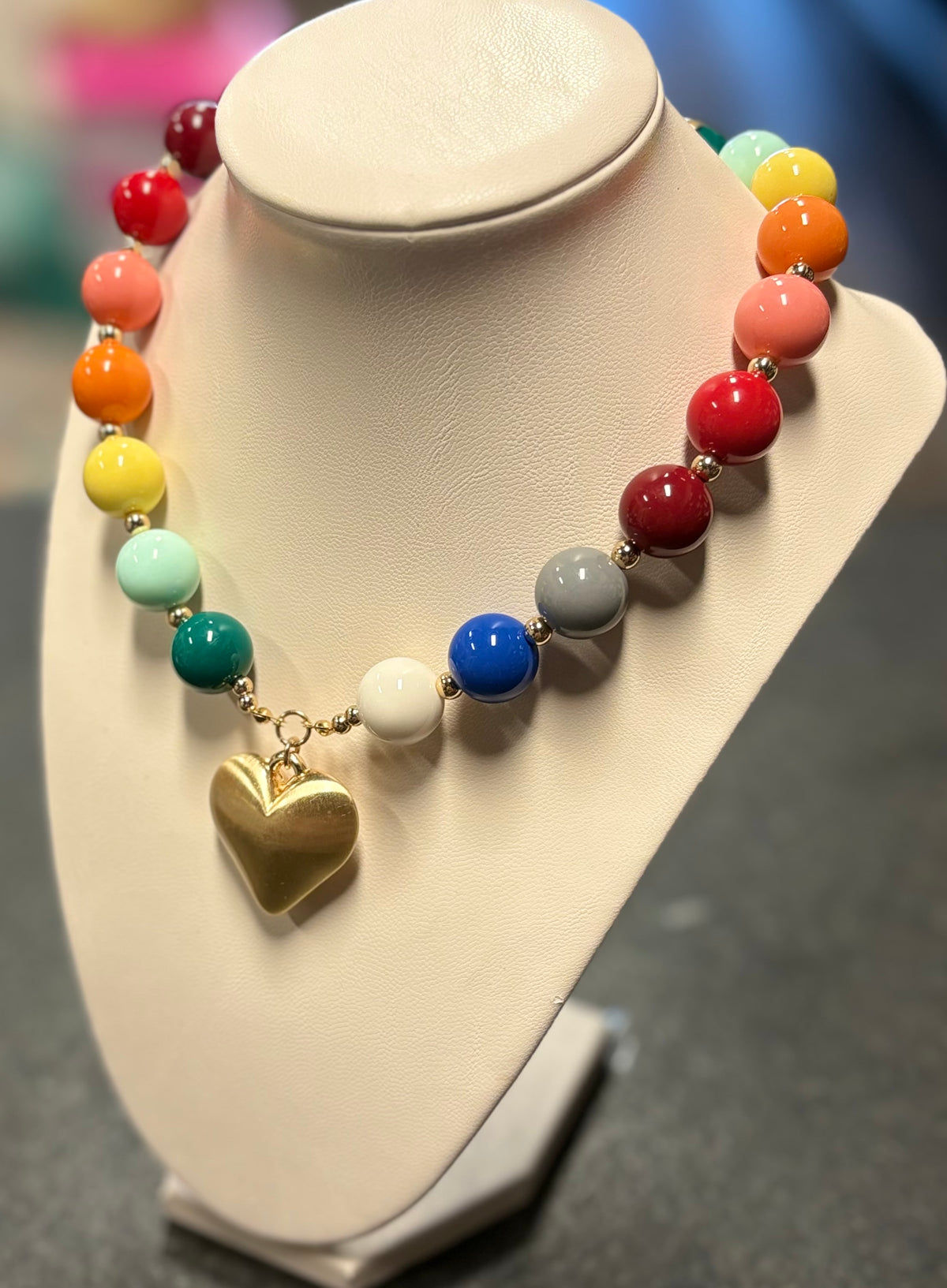 Multi Beaded Heart Necklace