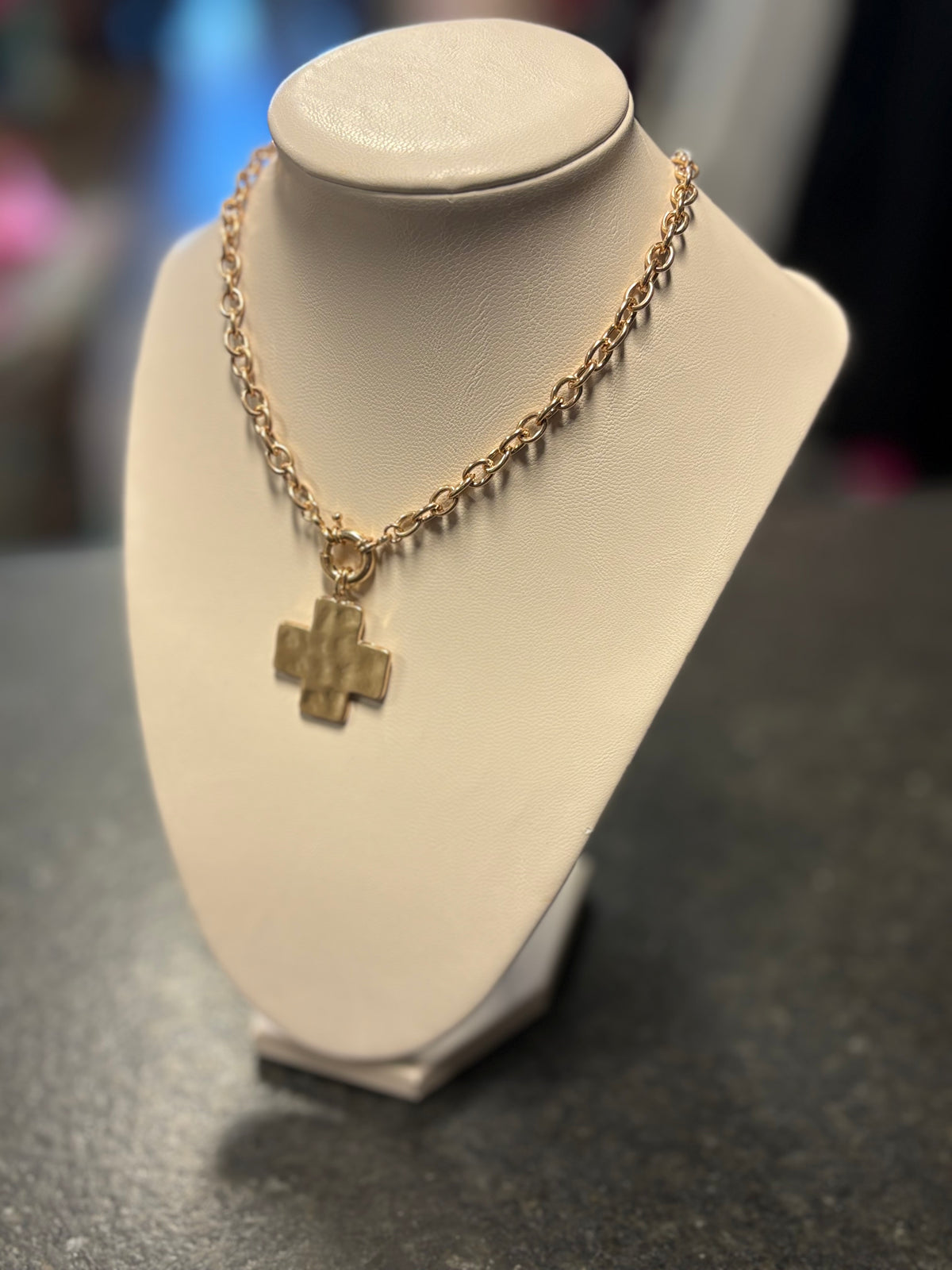 Gold Chain with Gold Cross Necklace
