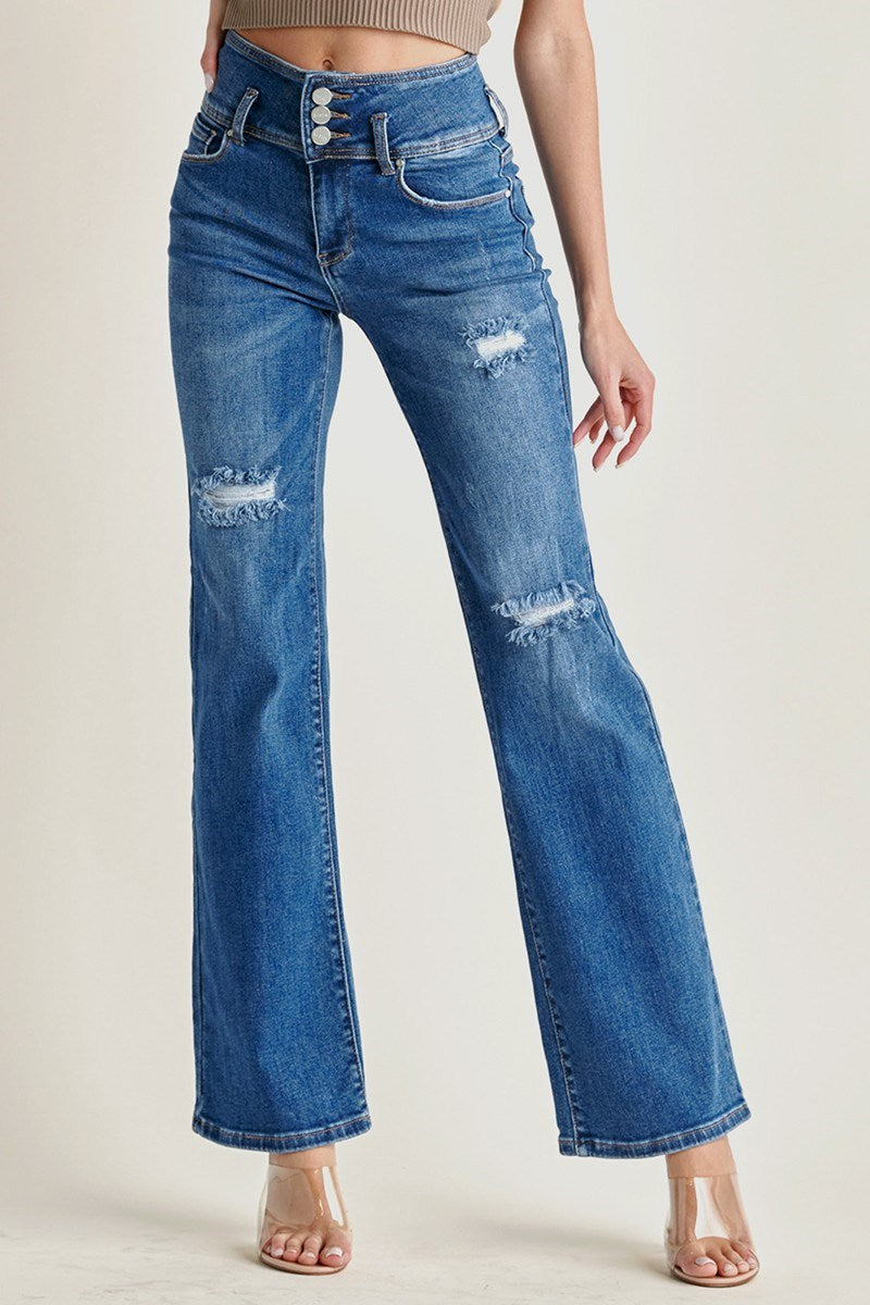 RISEN HIGH RISE TRIPLE BUTTON FLY STRAIGHT JEANS
